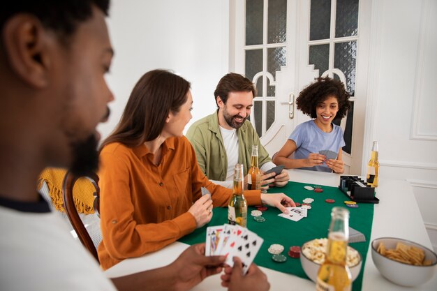 Friends playing poker together