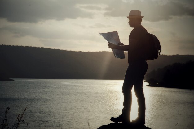 Tourist making photo of the nature