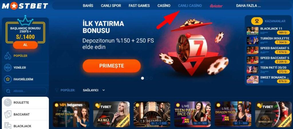 mostbet casino free spins